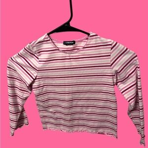 GAP Pink and White Striped Stretch Top